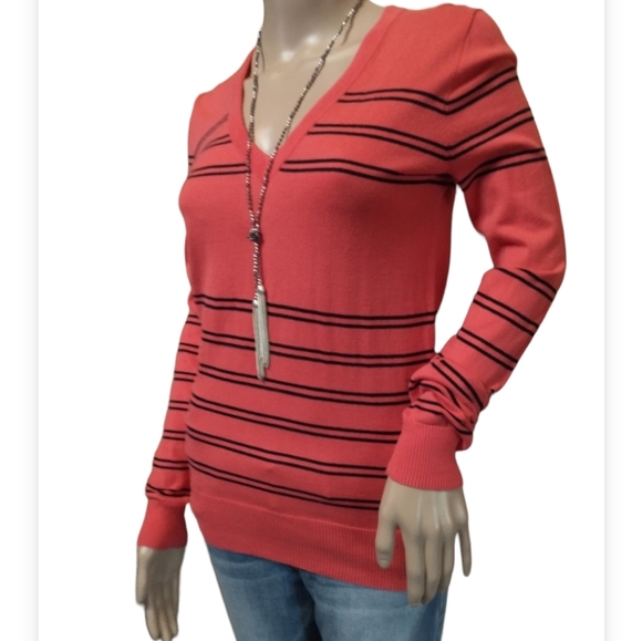 J. Crew Striped Light Weight V Neck Sweater Sz S - Picture 3 of 6